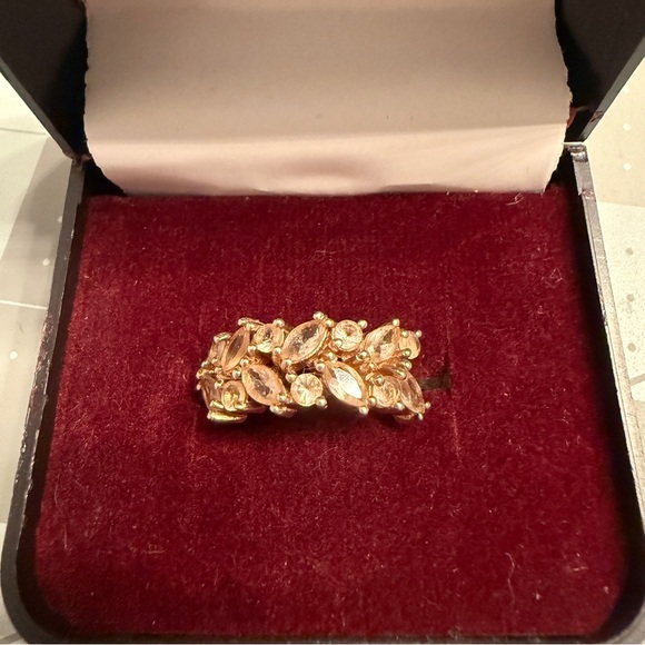 Rose Gold-Tone Marquise Morganite Cluster Sterling Ring - Picture 4 of 8